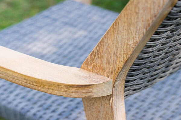 OUTFLEXX Armlehnensessel, Natur/grau, Akazie/Geflecht, 60 X 56 X 83,5 Cm, Stapelbar 7 OUTFLEXX Armlehnensessel, Natur/grau, Akazie/Geflecht, 60 X 56 X 83,5 Cm, Stapelbar – Bild 7