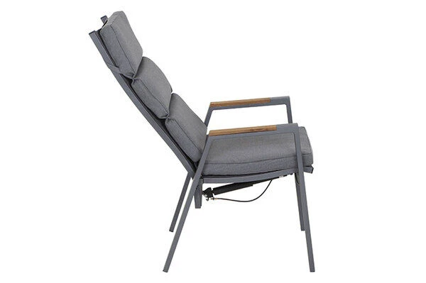 SIENA GARDEN Savona Sessel, Matt Graphit , Alu/FSC-Teak/Texfabric, 74x60x110 Cm, Verstellbare Rückenlehne, Inkl. Polster 6 SIENA GARDEN Savona Sessel, Matt Graphit , Alu/FSC-Teak/Texfabric, 74x60x110 Cm, Verstellbare Rückenlehne, Inkl. Polster – Bild 6