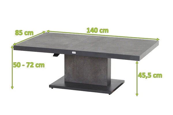 SIENA GARDEN Bellani Lifttisch, Matt Anthrazit/dunkelgrau, Alu/Keramik, 140x85x50-72 Cm, Stufenlos Verstellbar 5 SIENA GARDEN Bellani Lifttisch, Matt Anthrazit/dunkelgrau, Alu/Keramik, 140x85x50-72 Cm, Stufenlos Verstellbar – Bild 5
