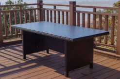 OUTFLEXX Esstisch, Braun, Polyrattan, 200x95cm, Tischplatte Spraystone, 6mm, Aufliegend