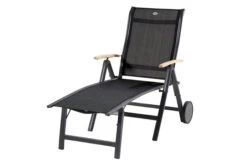 HARTMAN Alice Sonnenliege, Xerix/schwarz, Alu/Teak, 190x109x72cm, FSC-Teak Armlehnen