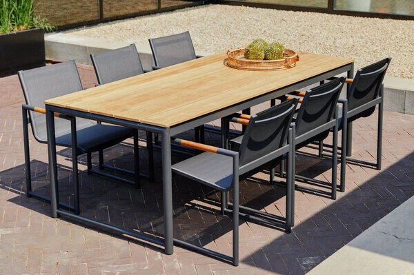 HARTMAN Fontaine Diningsessel, Anthrazit/schwarz, Alu/Teak, 63x59x86cm, FSC-Teak Armlehnen 2 HARTMAN Fontaine Diningsessel, Anthrazit/schwarz, Alu/Teak, 63x59x86cm, FSC-Teak Armlehnen – Bild 2