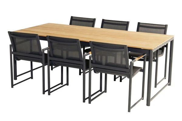 HARTMAN Fontaine Diningsessel, Anthrazit/schwarz, Alu/Teak, 63x59x86cm, FSC-Teak Armlehnen 4 HARTMAN Fontaine Diningsessel, Anthrazit/schwarz, Alu/Teak, 63x59x86cm, FSC-Teak Armlehnen – Bild 4