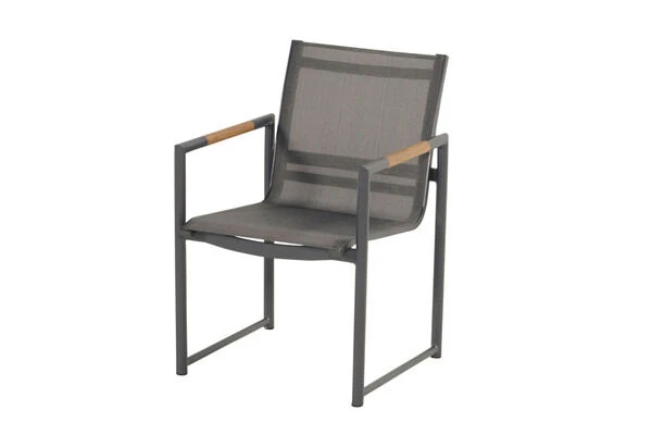 HARTMAN Fontaine Diningsessel, Anthrazit/schwarz, Alu/Teak, 63x59x86cm, FSC-Teak Armlehnen 1 HARTMAN Fontaine Diningsessel, Anthrazit/schwarz, Alu/Teak, 63x59x86cm, FSC-Teak Armlehnen