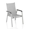 KETTLER BasicPlus PaddedStapelsessel, Silber/hellgrau, Alu/Textilene, 0301202-9000, Stapelbar