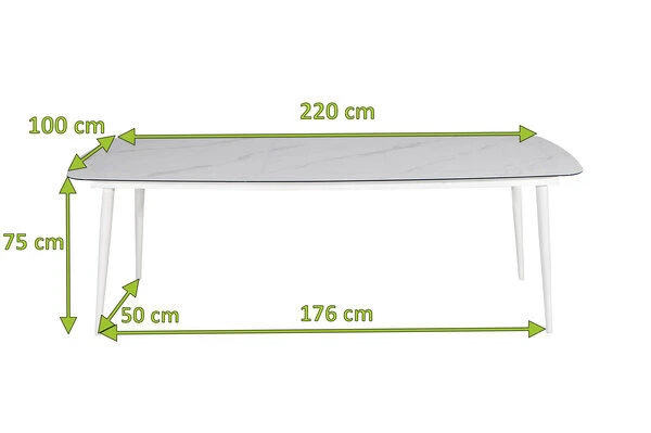 OUTFLEXX Esstisch, Weiß/grau, Alu/Glas In Keramikoptik, 220x100 Cm 3 OUTFLEXX Esstisch, Weiß/grau, Alu/Glas In Keramikoptik, 220x100 Cm – Bild 3