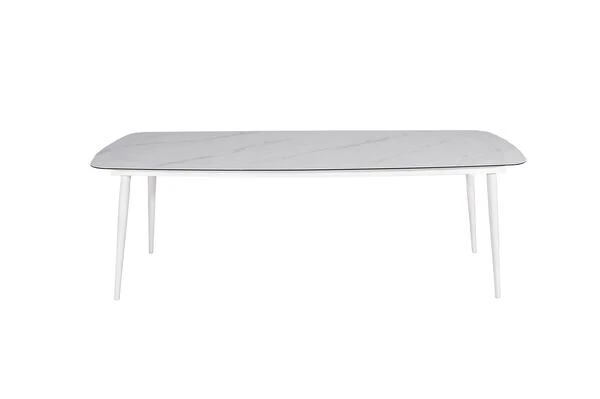 OUTFLEXX Esstisch, Weiß/grau, Alu/Glas In Keramikoptik, 220x100 Cm 1 OUTFLEXX Esstisch, Weiß/grau, Alu/Glas In Keramikoptik, 220x100 Cm