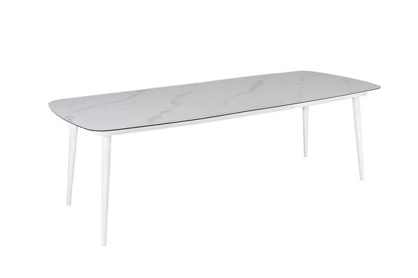 OUTFLEXX Esstisch, Weiß/grau, Alu/Glas In Keramikoptik, 220x100 Cm 2 OUTFLEXX Esstisch, Weiß/grau, Alu/Glas In Keramikoptik, 220x100 Cm – Bild 2