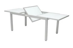 VILLANA Ausziehtisch, Silber/weiß, Alu/Sicherheitsglas, 160/220x90 Cm, Flügelmechanismus -Kettler Verkaufsgeschäft 2 13395 2.jpg