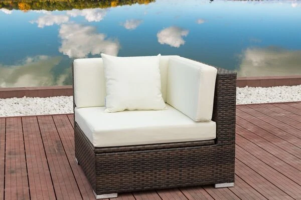OUTFLEXX Eckelement, Braun Marmoriert, Polyrattan, 85 X 85 X 70 Cm, Wasserfeste Kissenbox 2 OUTFLEXX Eckelement, Braun Marmoriert, Polyrattan, 85 X 85 X 70 Cm, Wasserfeste Kissenbox – Bild 2