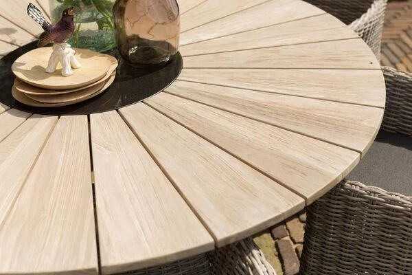 HARTMAN Provence Crossleg Esstisch, Light Grey, Teakholz, Ø150cm, Inkl. Granitinlay Ø50cm 2 HARTMAN Provence Crossleg Esstisch, Light Grey, Teakholz, Ø150cm, Inkl. Granitinlay Ø50cm – Bild 2