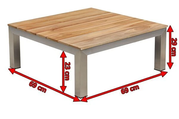 OUTFLEXX Beistelltisch, Silber/natur, Edelstahl/FSC-Teakholz, 69 X 69 X 29 Cm 2 OUTFLEXX Beistelltisch, Silber/natur, Edelstahl/FSC-Teakholz, 69 X 69 X 29 Cm – Bild 2
