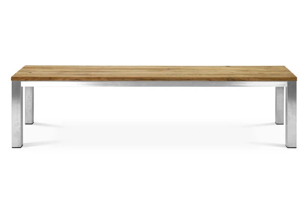 OUTFLEXX Gartenbank, Edelstahl/recyceltes FSC®-Teak, 180x40x45cm, Rustikal Gebürstet 3 OUTFLEXX Gartenbank, Edelstahl/recyceltes FSC®-Teak, 180x40x45cm, Rustikal Gebürstet – Bild 3