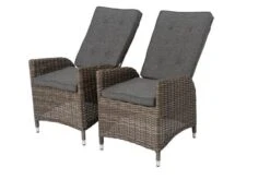 OUTFLEXX 2er Set Dining Sessel, Grau, Polyrattan, Je 55 X 65 X 112 Cm, Rücken Stufenlos Verstellbar