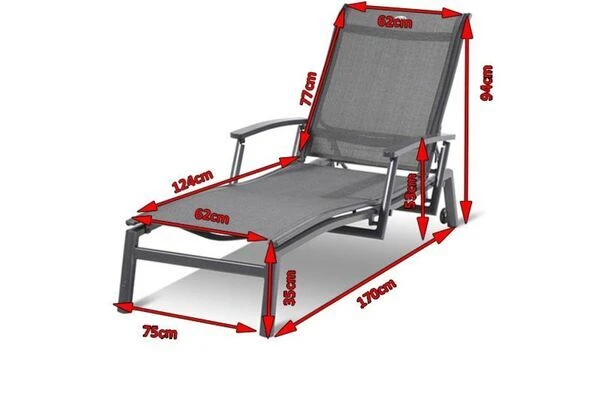 HARTMAN Alice Comfort Rollliege, Xerix/anthrazit, Alu/Textilene, 75x170x35cm 2 HARTMAN Alice Comfort Rollliege, Xerix/anthrazit, Alu/Textilene, 75x170x35cm – Bild 2