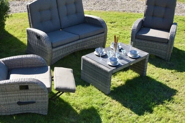 Ploß Rabida Couchtisch, Champagner-meliert, Polyrattan, 97x60x44 Cm, Glasplatte In Steinoptik 2 Ploß Rabida Couchtisch, Champagner-meliert, Polyrattan, 97x60x44 Cm, Glasplatte In Steinoptik – Bild 2