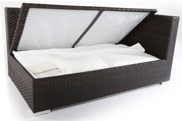 OUTFLEXX 2-Sitzer Ecksofa, Braun, Polyrattan, 145x85x70cm, Armlehne Li, Inkl. Kissen, Wasserfeste Kissenbox 2 OUTFLEXX 2-Sitzer Ecksofa, Braun, Polyrattan, 145x85x70cm, Armlehne Li, Inkl. Kissen, Wasserfeste Kissenbox – Bild 2