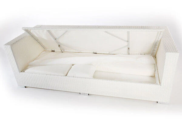 OUTFLEXX 3-Sitzer Sofa, Weiß, Polyrattan, Inkl. Polster Und Wasserfeste Kissenbox 2 OUTFLEXX 3-Sitzer Sofa, Weiß, Polyrattan, Inkl. Polster Und Wasserfeste Kissenbox – Bild 2