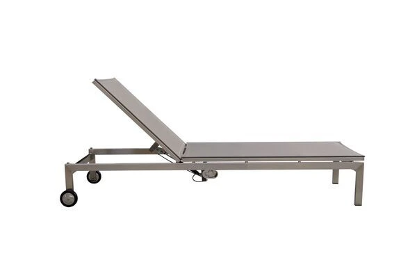 OUTFLEXX Rollliege, Silber, Edelstahl/Textilene,mit Verstellbarer Rückenlehne, 212x71x36cm 2 OUTFLEXX Rollliege, Silber, Edelstahl/Textilene,mit Verstellbarer Rückenlehne, 212x71x36cm – Bild 2