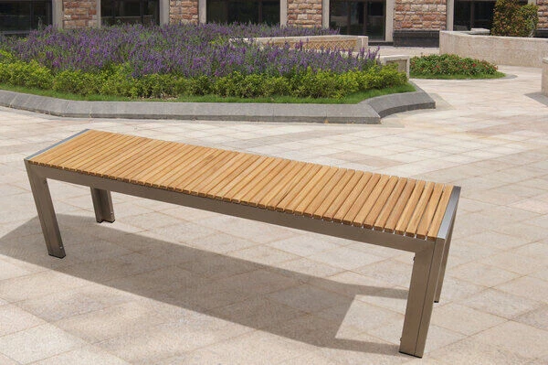 OUTFLEXX Bank Aus Edelstahl/FSC-Teakholz, 160x38x45cm 2 OUTFLEXX Bank Aus Edelstahl/FSC-Teakholz, 160x38x45cm – Bild 2
