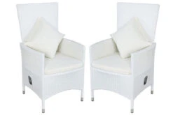 Neu eingetroffen 19 OUTFLEXX 2er-Set Sessel, Weiß, Polyrattan, Lehne Beliebig Verstellbar, Inkl. Kissen