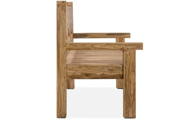 OUTFLEXX Gartenbank, Natur, Recyceltes FSC®-Teakholz, 160x73cm, Mit Rücken- Und Armlehnen, Rustikal Gebürstet 5 OUTFLEXX Gartenbank, Natur, Recyceltes FSC®-Teakholz, 160x73cm, Mit Rücken- Und Armlehnen, Rustikal Gebürstet – Bild 5