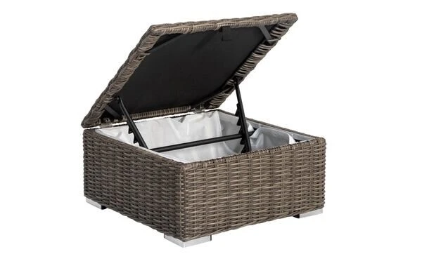 OUTFLEXX Hocker, Grau, Polyrattan, 70 X 70 X 35 Cm, Verstellbare Sitzfläche, Wasserfeste Kissenbox 4 OUTFLEXX Hocker, Grau, Polyrattan, 70 X 70 X 35 Cm, Verstellbare Sitzfläche, Wasserfeste Kissenbox – Bild 4