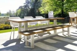 HARTMAN Yasmani Esstisch, Weiß/vintage Brown, Alu/Teak, 240x100cm -Kettler Verkaufsgeschäft 3 18685.jpg