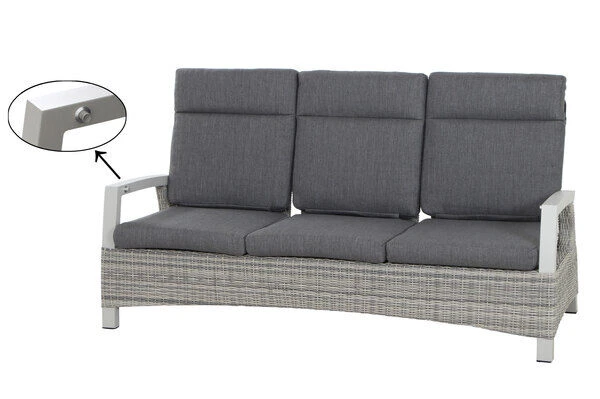 SIENA GARDEN Corido 3-Sitzer Sofa, Ice Grey, Alu / Gardino®-Geflecht, 206x87x103 Cm, Verstellb. Rückenlehnen 3 SIENA GARDEN Corido 3-Sitzer Sofa, Ice Grey, Alu / Gardino®-Geflecht, 206x87x103 Cm, Verstellb. Rückenlehnen – Bild 3