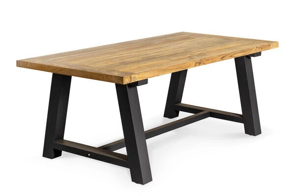 OUTFLEXX Belanda Esstisch, Dark Grey/natur, Alu/recycled FSC®-Teak, 200x100x76cm, Rustikal Gebürstet, A-Gestell 3 OUTFLEXX Belanda Esstisch, Dark Grey/natur, Alu/recycled FSC®-Teak, 200x100x76cm, Rustikal Gebürstet, A-Gestell – Bild 3