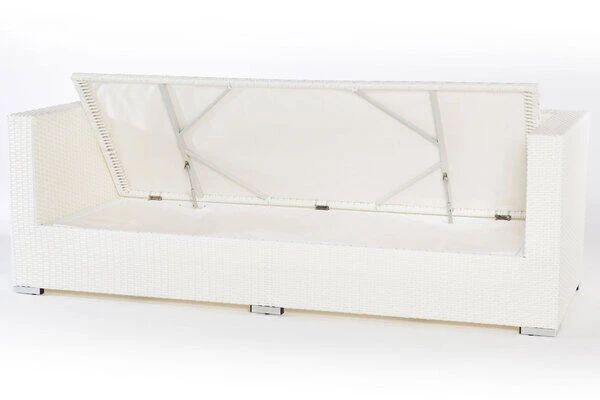 OUTFLEXX 3-Sitzer Sofa, Weiß, Polyrattan, Inkl. Polster Und Wasserfeste Kissenbox 3 OUTFLEXX 3-Sitzer Sofa, Weiß, Polyrattan, Inkl. Polster Und Wasserfeste Kissenbox – Bild 3