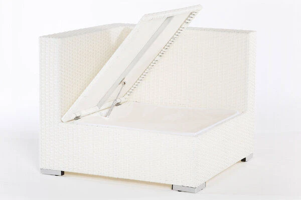OUTFLEXX Eckelement, Weiß, Polyrattan, Inkl. Polster Und Kissen, Wasserfeste Kissenbox 3 OUTFLEXX Eckelement, Weiß, Polyrattan, Inkl. Polster Und Kissen, Wasserfeste Kissenbox – Bild 3