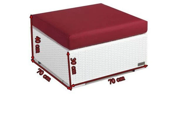 OUTFLEXX Beistelltisch/Hocker, Weiß, Polyrattan, Inkl. Glasplatte Und Polster 3 OUTFLEXX Beistelltisch/Hocker, Weiß, Polyrattan, Inkl. Glasplatte Und Polster – Bild 3