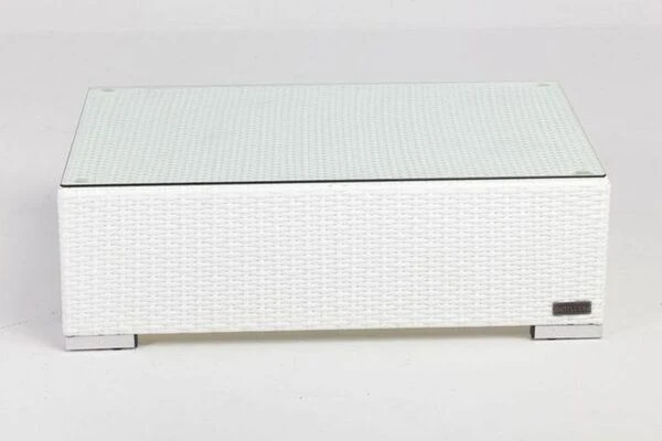 OUTFLEXX Kaffeetisch, Weiß, Polyrattan, 95x65cm, Inkl. Glasplatte 3 OUTFLEXX Kaffeetisch, Weiß, Polyrattan, 95x65cm, Inkl. Glasplatte – Bild 3