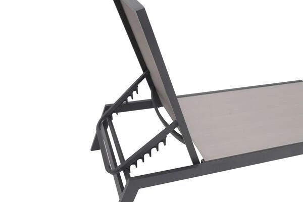 VILLANA 2er-Set Sonnenliegen, Silber/schwarz, Alu/Textil, 198x66x32cm, Mit Beistelltisch 45x45cm 4 VILLANA 2er-Set Sonnenliegen, Silber/schwarz, Alu/Textil, 198x66x32cm, Mit Beistelltisch 45x45cm – Bild 4