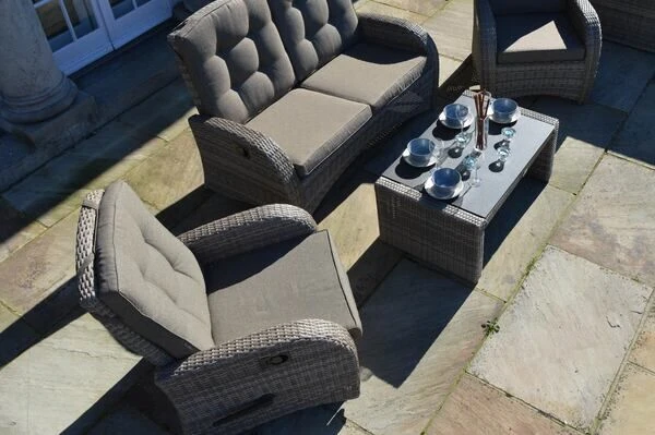 Ploß Rabida Couchtisch, Champagner-meliert, Polyrattan, 97x60x44 Cm, Glasplatte In Steinoptik 4 Ploß Rabida Couchtisch, Champagner-meliert, Polyrattan, 97x60x44 Cm, Glasplatte In Steinoptik – Bild 4