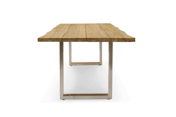 OUTFLEXX Esstisch, Natur, Edelstahl & Recycled FSC-Teak, 240 X 100 Cm, Baumkante 4 OUTFLEXX Esstisch, Natur, Edelstahl & Recycled FSC-Teak, 240 X 100 Cm, Baumkante – Bild 4