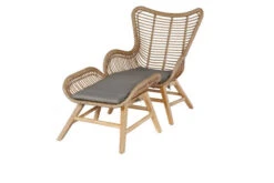 Neu eingetroffen 21 OUTFLEXX Sessel, Rattan Grey, Polyrattan/Akazie, 79,5 X 71,5 X 90 Cm, Inkl. Hocker Und Polster In Braun