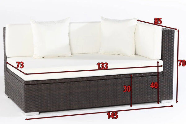 OUTFLEXX 2-Sitzer Ecksofa, Braun, Polyrattan, 145x85x70cm, Armlehne Li, Inkl. Kissen, Wasserfeste Kissenbox 4 OUTFLEXX 2-Sitzer Ecksofa, Braun, Polyrattan, 145x85x70cm, Armlehne Li, Inkl. Kissen, Wasserfeste Kissenbox – Bild 4