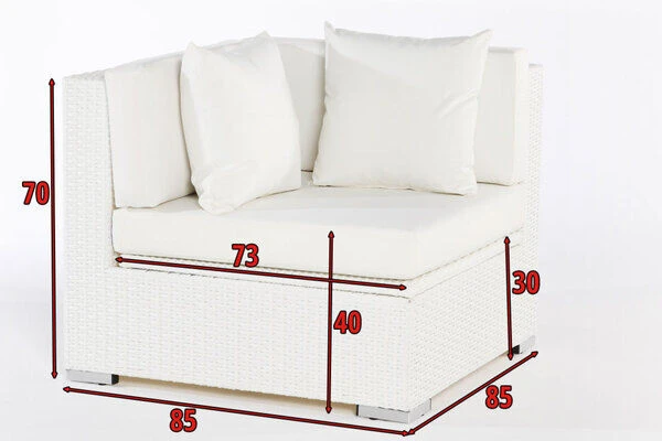 OUTFLEXX Eckelement, Weiß, Polyrattan, Inkl. Polster Und Kissen, Wasserfeste Kissenbox 4 OUTFLEXX Eckelement, Weiß, Polyrattan, Inkl. Polster Und Kissen, Wasserfeste Kissenbox – Bild 4