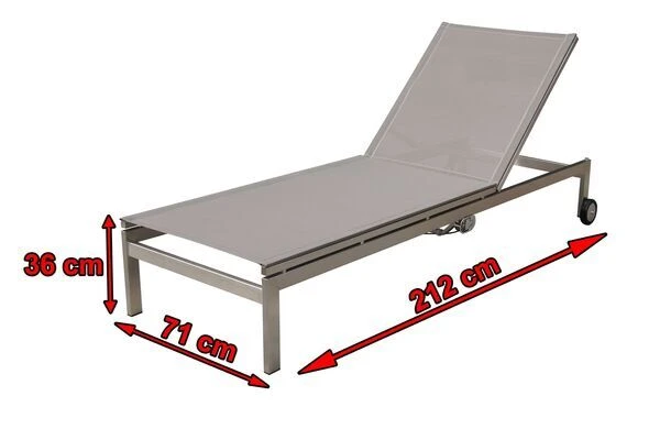 OUTFLEXX Rollliege, Silber, Edelstahl/Textilene,mit Verstellbarer Rückenlehne, 212x71x36cm 4 OUTFLEXX Rollliege, Silber, Edelstahl/Textilene,mit Verstellbarer Rückenlehne, 212x71x36cm – Bild 4