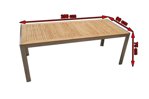 OUTFLEXX Esstisch, Edelstahl/FSC-Teakholz, 200x90cm 5 OUTFLEXX Esstisch, Edelstahl/FSC-Teakholz, 200x90cm – Bild 5