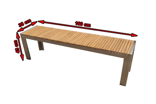 OUTFLEXX Bank Aus Edelstahl/FSC-Teakholz, 160x38x45cm 4 OUTFLEXX Bank Aus Edelstahl/FSC-Teakholz, 160x38x45cm – Bild 4