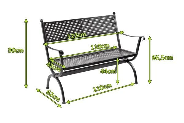 MBM Bank Romeo, Marone, Schmiedeeisen Verzinkt, Pulverbeschichtet, 2-Sitzer, 122x90x62 Cm 5 MBM Bank Romeo, Marone, Schmiedeeisen Verzinkt, Pulverbeschichtet, 2-Sitzer, 122x90x62 Cm – Bild 5