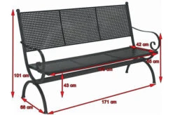 MBM Bank Romeo, Marone, Schmiedeeisen Verzinkt, Pulverbeschichtet, 3-Sitzer, 171x101x68 Cm -Kettler Verkaufsgeschäft 5 10896.jpg