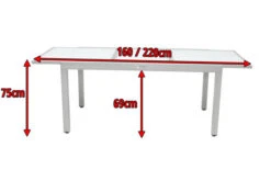 VILLANA Ausziehtisch, Silber/weiß, Alu/Sicherheitsglas, 160/220x90 Cm, Flügelmechanismus -Kettler Verkaufsgeschäft 5 13395 2.jpg