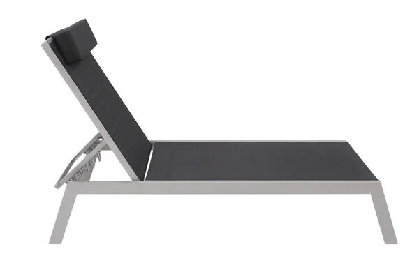 VILLANA Gartenliege, Silber/schwarz, Aluminium/Textil, 198 X 60 X 32 Cm, Verstellbar 5 VILLANA Gartenliege, Silber/schwarz, Aluminium/Textil, 198 X 60 X 32 Cm, Verstellbar – Bild 5