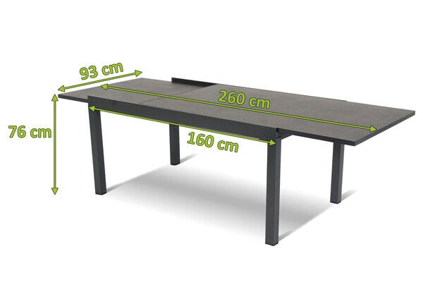 HARTMAN Ausziehtisch Tipperary Xerix/stone Grey, Aluminium/HPL, 160/260x93cm 5 HARTMAN Ausziehtisch Tipperary Xerix/stone Grey, Aluminium/HPL, 160/260x93cm – Bild 5