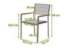 OUTFLEXX Stuhl, Silber, Edelstahl/Textilene, Padded, Armlehnen Aus FSC-Teakholz, 62x56,5x86cm -Kettler Verkaufsgeschäft 5 13515.jpg