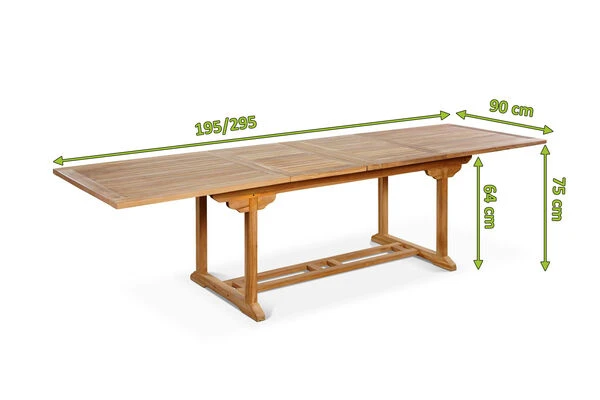 OUTFLEXX Ontario Ausziehtisch, Natur, Teakholz, 195/295x90cm, Fein Geschliffen 4 OUTFLEXX Ontario Ausziehtisch, Natur, Teakholz, 195/295x90cm, Fein Geschliffen – Bild 4